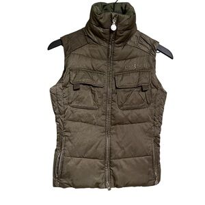 Gersem army green equestrian Women's Olive Puffer Vest size XS